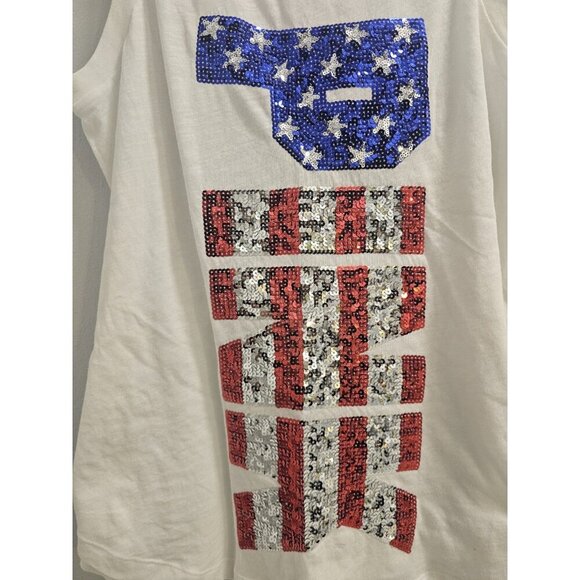 Victoria Secret Pink  Sequin Tank Red White Blue Patriotic Sleeveless Size Large - Picture 2 of 11